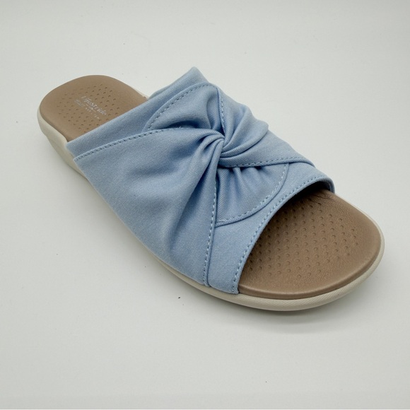 LifeStride BZees Cherish Washable Peep Toe Comfort Slide Sandals Blue 6 NEW - Picture 7 of 14